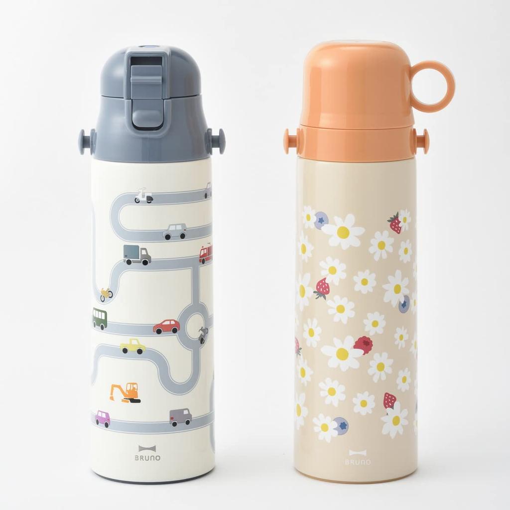 BRUNO Light 2-Way Kids' Water Bottle, BHK255, Flower Orange