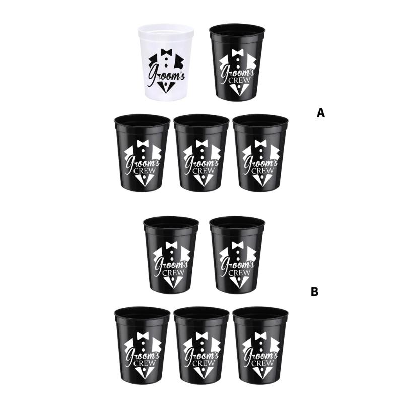 Reusable Grooms To Be Plastic Cups Tumblers Large Capacity Drinking Cups Set for Wedding Reception Decoration 5Pcs
