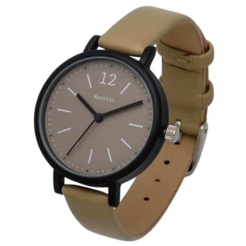 

Fieldwork Women s Analog Watch with Leather Strap, Matte Black and Beige, Noar JN021-2