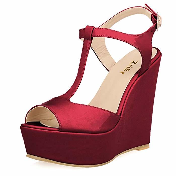 Fashion Women's Open Toe Sandals High Wedge Sexy Club Heel Shoes Dress Shoes Wedding Shoes