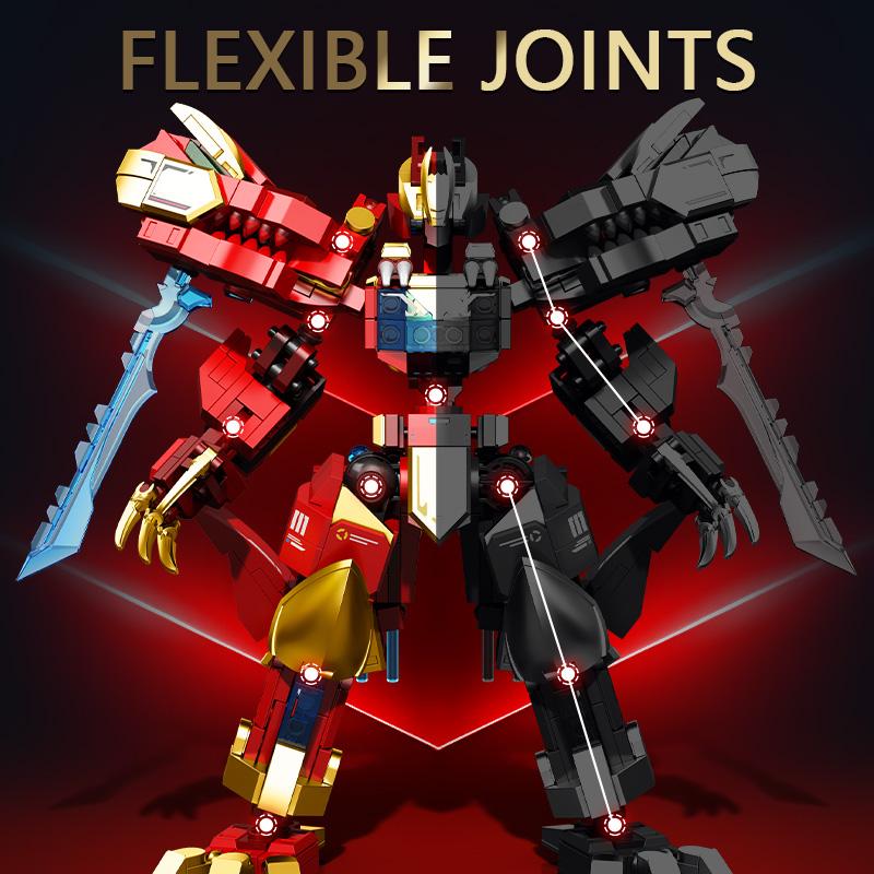 SEMBO BLOCK Dinosaurs Transforming Robot Assembly Building Blocks Mech Model Bricks Ornament Kids Toys For Boys Halloween Gifts
