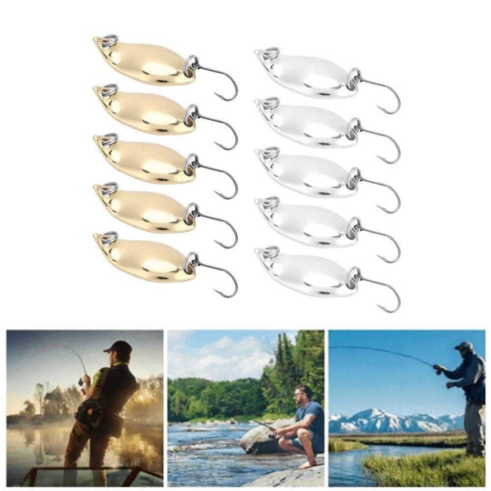 20 PIEZAS Cucharas de Pesca Metálicas Duraderas Anzuelo Simple 2.5g 5g Señuelos Wobbler Oro Plata Señuelos de Pesca Pesca de Trucha