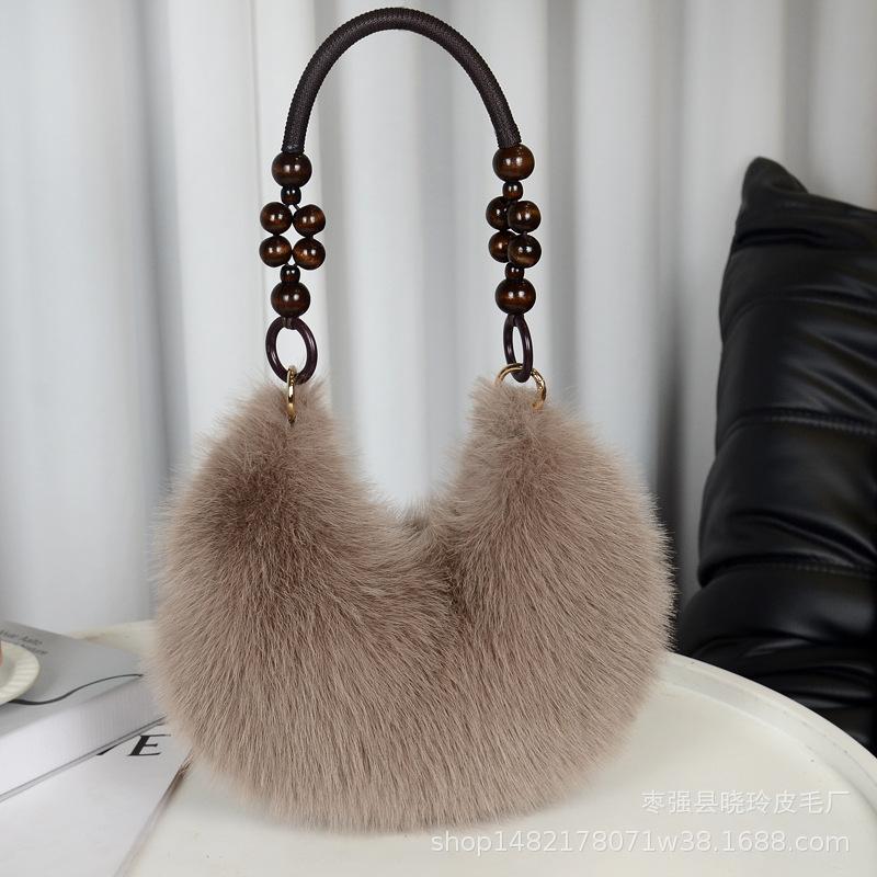 Fashion plush bag autumn and winter portable long hair bag cute bag messenger bag single shoulder hair bag niche