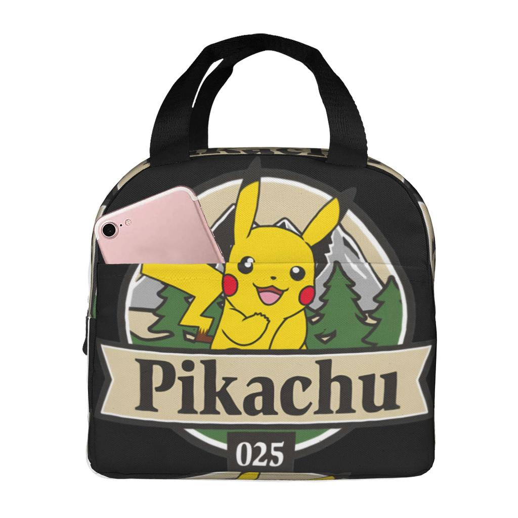 Custom P-Pikachus Portable Lunch Boxes Women Men Multifunction Cartoon Thermal Cooler Food Insulated Lunch Bag School Student