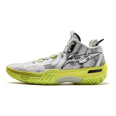 Li Ning Jiao Ao Ji Jing Resistente ao Desgaste Antiderrapante Rebound Sapatos de Basquete Masculinos Tênis Cinza Claro ABFT035-5
