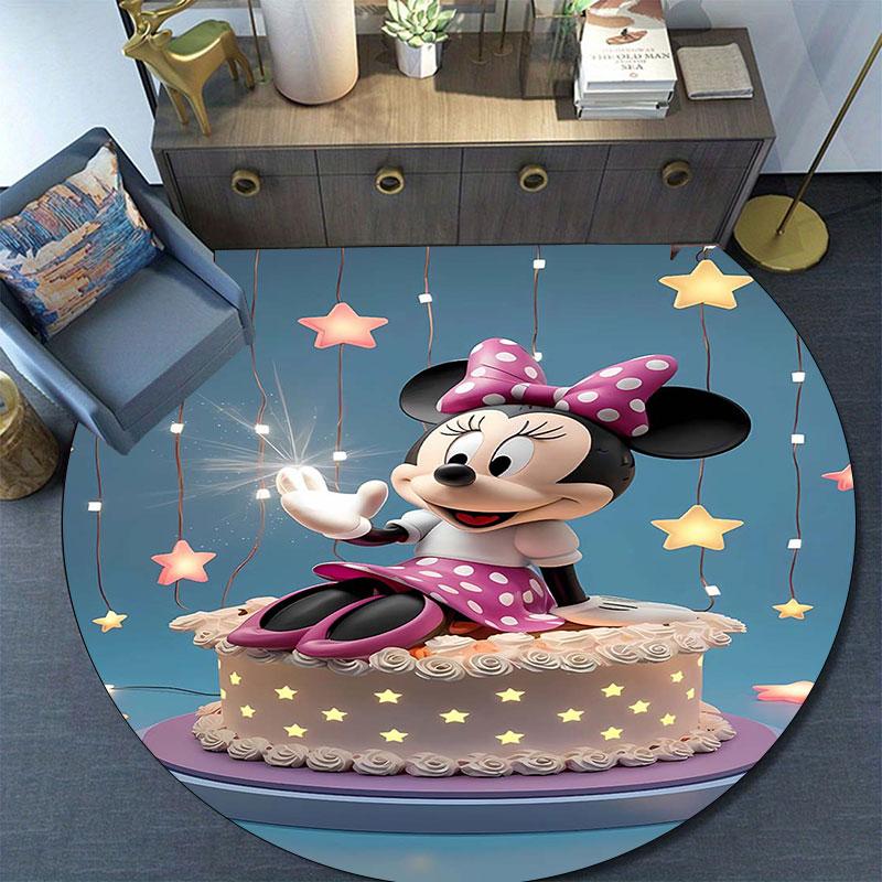 

This round, adorable Minnie Mouse print rug is suitable for bedrooms, children s rooms, and living room sofa areas. 80cmx80cm