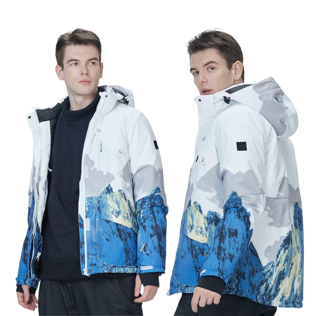 VEROMAN Snowboard and Ski Wear Water Resistant to Snowy Mountain Sizes and Set, 20,000mm, Pattern, S-XXL, Men's Women's (XL, White)