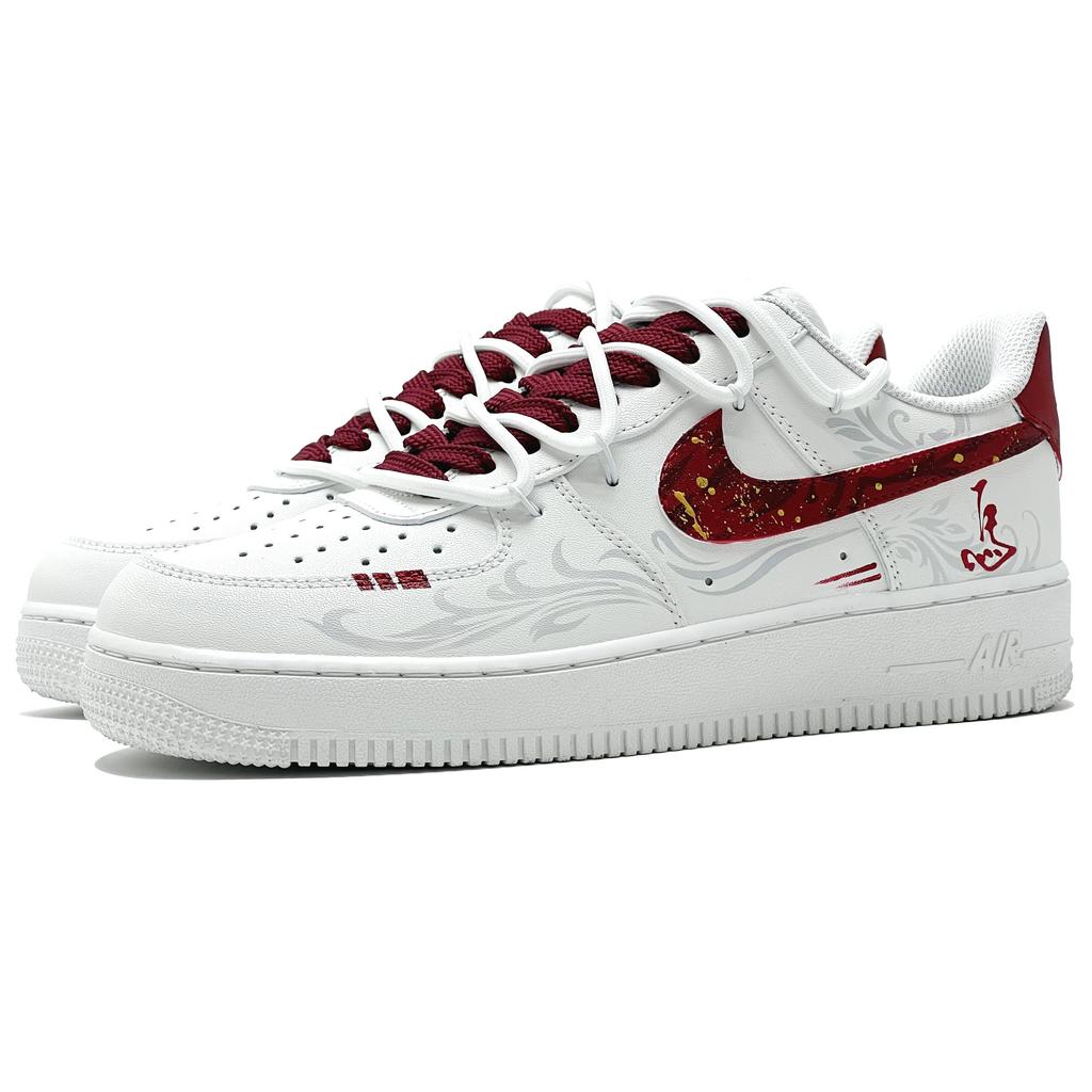 Nike Air Force 1 Odporne na ścieranie Niskie Buty Skateboardowe Męskie Białe Czerwone CW2288-111(Team1467-QD)