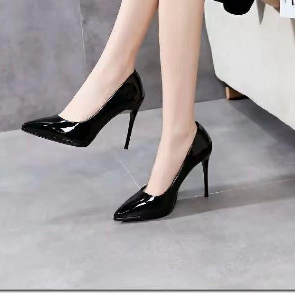 Four Seasons Patent Leather Sexy Women's Shoes Fashion Pointed Tip Thin Heel Temperament High Heels Fairy Style Simple Single Shoes