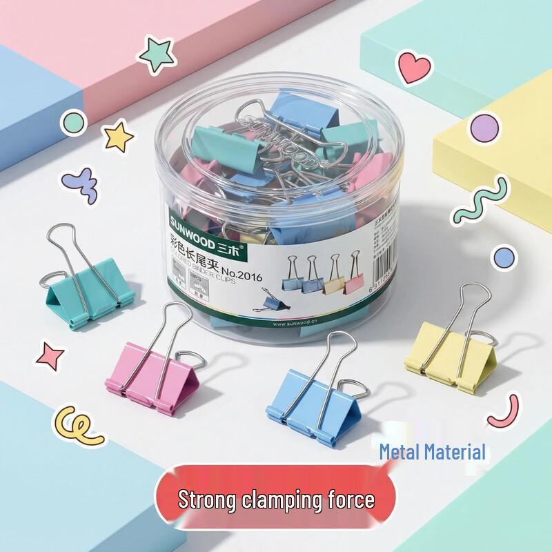 SUNWOOD Colorful Metal Binder Clips