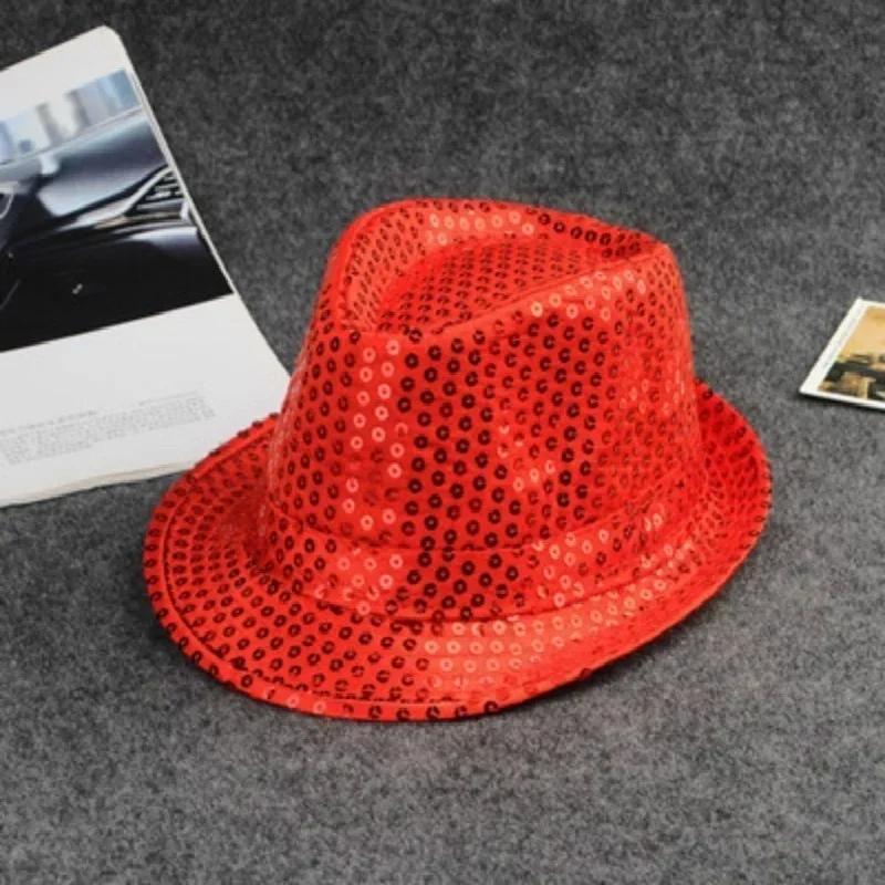 Fashion Creative Style Hats Dance Show Partys Jazz Hat Glitter Sequin Cowboy Cap Beading Hat Role Plays Prop Performance Costume