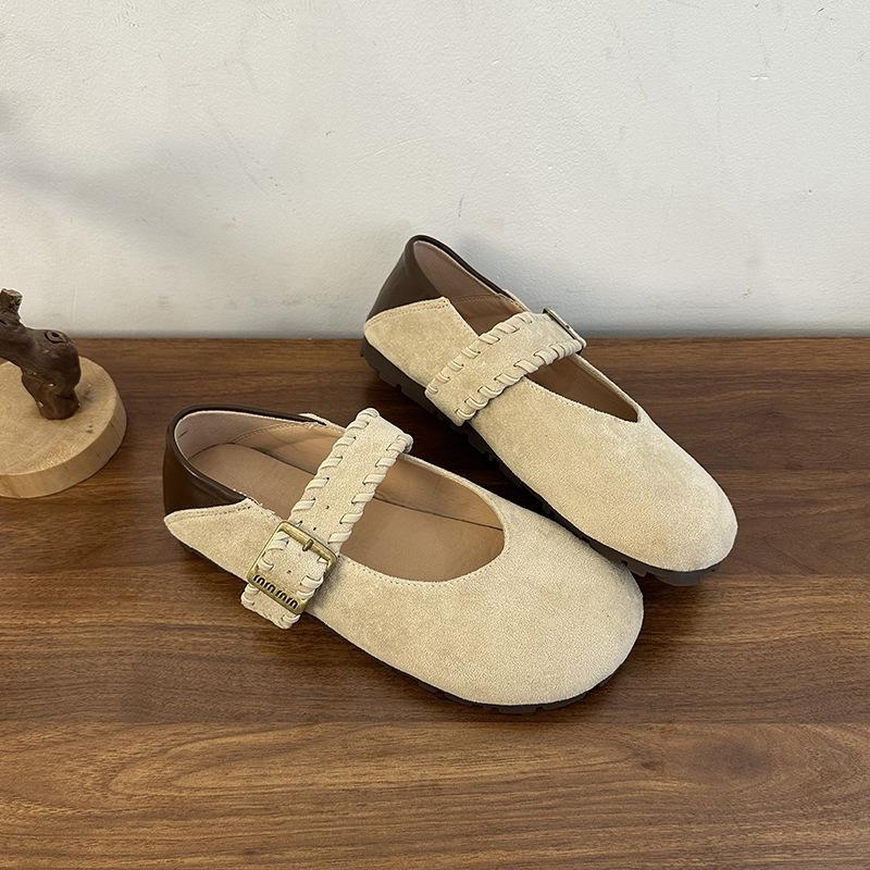 French flat-soled shallow-mouth single shoes women's 2025 new autumn comfortable retro Mary Jane shoes soft-soled leopard print beanie shoes