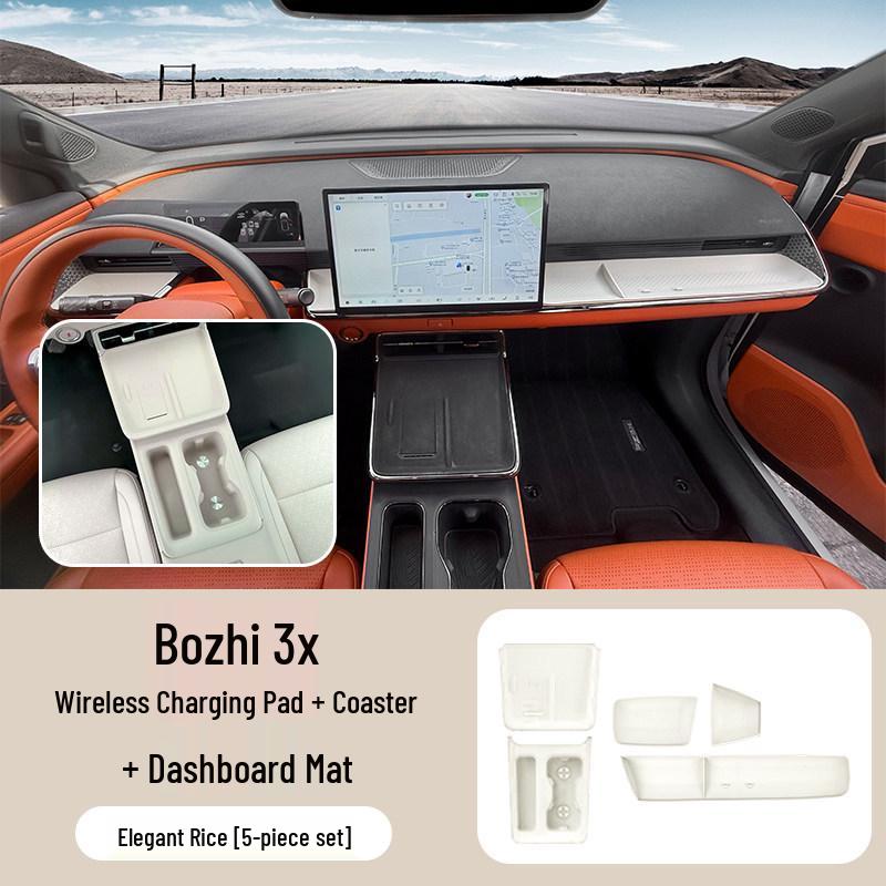 Bozhi 3X Center Console Storage Box & Wireless Charger with Silicone Pad