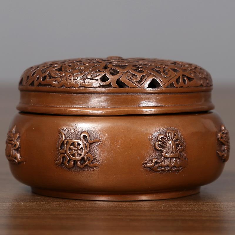 Decoration Red Copper Crafts Utensils Eight Treasures Incense Burner