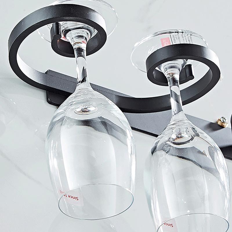 Portabicchieri da Vino da Parete Spazio Alluminio Rack Creativo per Conservare Calici Bar Ristorante Domestico Portabicchieri da Vino Senza Foratura