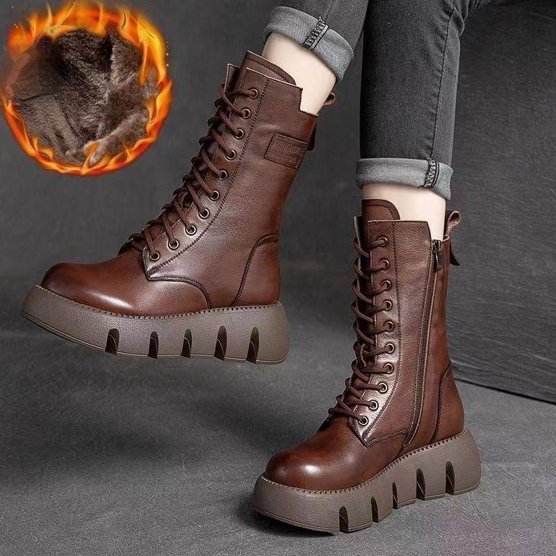 Herfst en winter plus fluwelen Martin laarzen dames zachte zool Martin laarzen effen kleur dikke zool korte laarzen