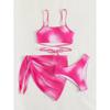 Sexy Gradient Tie-dye Bikini Women Solid Halter Cross Cover Up Skirt 3 Piece Swimsuit Bathing Suit Swimwear