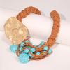 Statement Beads Necklace with Geometry Pendant Starfish Design for Women Girl Trendy Vintage Wedding Party Jewelry