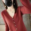 Women's V-neck Knitted Cardigan - Long-Sleeve All-Season Outerwear Sweater
