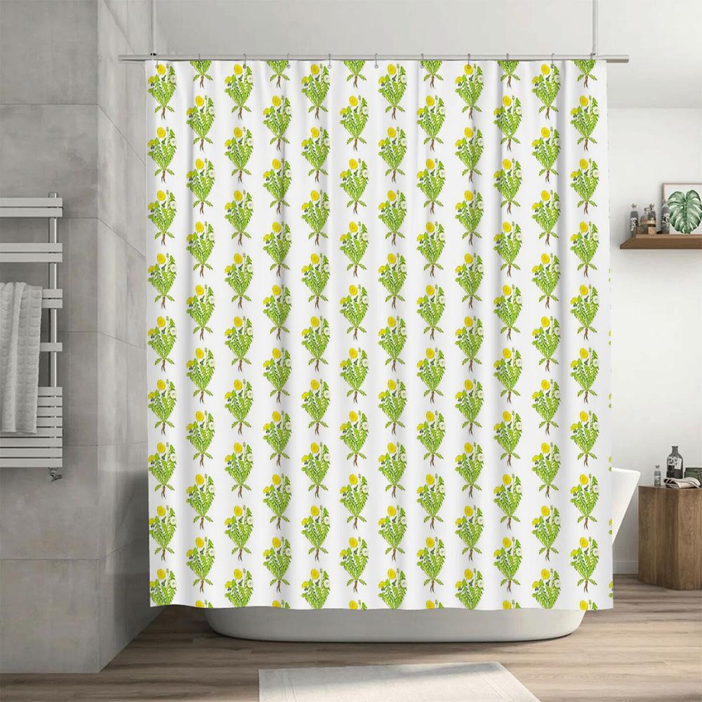 Floral Shower Curtain Botanical Greenery Pattern Bathroom Decor Nature Inspired Washable Fabric Backdrop
