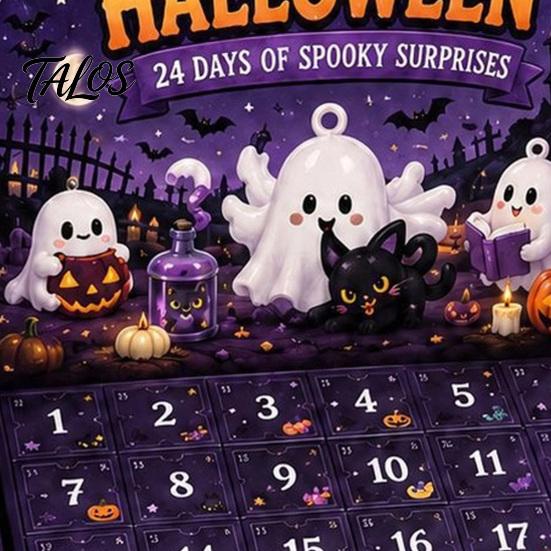 Halloween Party Favors for Children Advent Calendar 2026, 24 Days Countdown with Transparent Acrylic Decor Collectible Mini Figures, Spooky