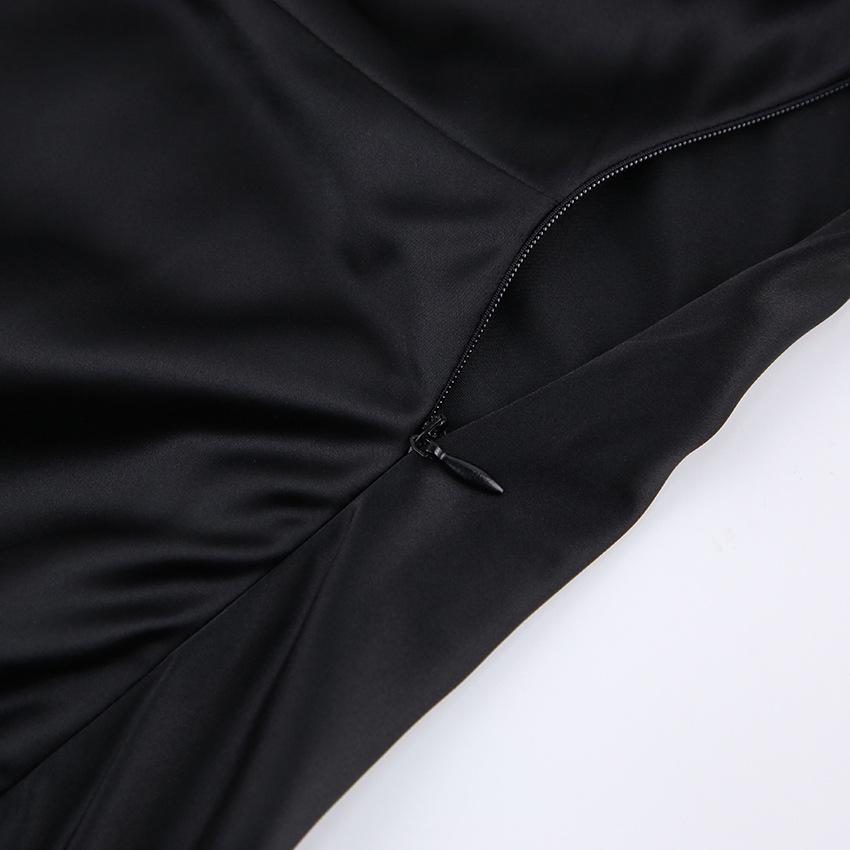 2024 Summer Ice Silk Little Black Dress - Elegant, Sexy Backless Long Skirt
