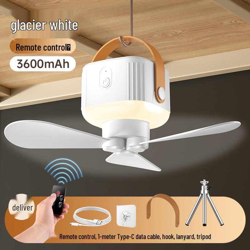 USB Rechargeable Portable Ceiling Fan Light for Dorms, Camping, and Home Use