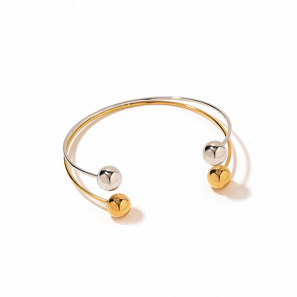 Yingtai Women's 18k Gold-Plated Stainless Steel Open Ball Ring