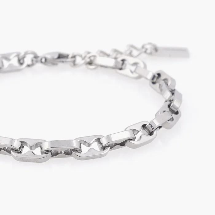 5 Double Hole Link Surgical Steel Chain Bracelet (C2501AC1226_SV)