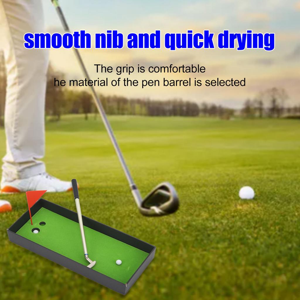 Golf Pen Gift Set Including Mini Golf Ballpoint Pen Flag Storage Box for Golfer Fans