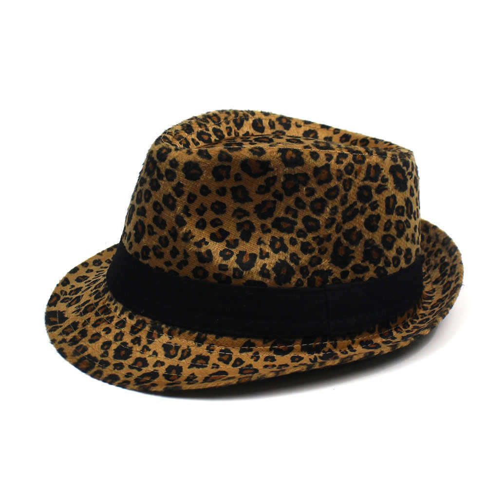 Autumn and Winter New European and American Leopard Print Top Hat Stage Performance Hat Men and Women British Versatile Windproof Jazz Hat Trend