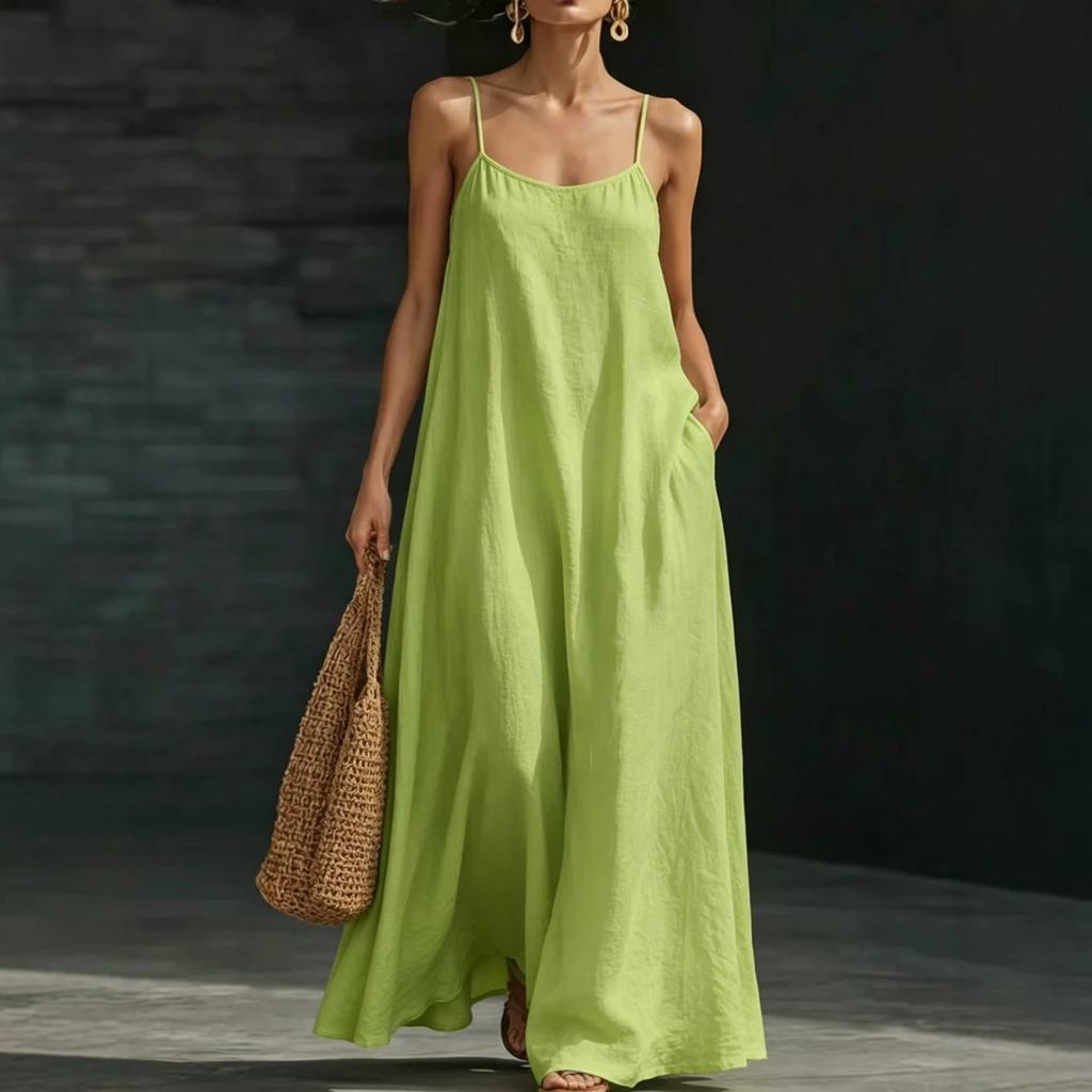 2026 summer dress beach suspender long dress loose and elegant casual long holiday style dress