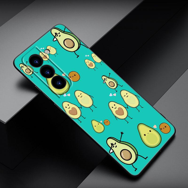 Husă de telefon drăguță din desene animate estetică avocado pentru Samsung Galaxy S22 Pro S21 S20 FE Ultra S10 Lite S10 S10E S9 S8 Plus husă neagră