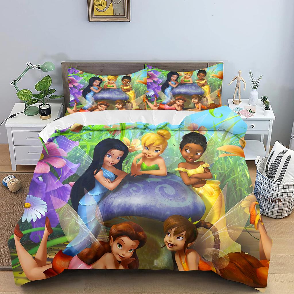 Tinker Bell Duvet Cover Cartoon Digital Printing Home Pillowcase Set Adult Bedroom Children Comforter Bedding