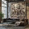 Elephant Family Relief Hanging Cloth  Elegant Wildlife Art Tapestry Wall Hanging