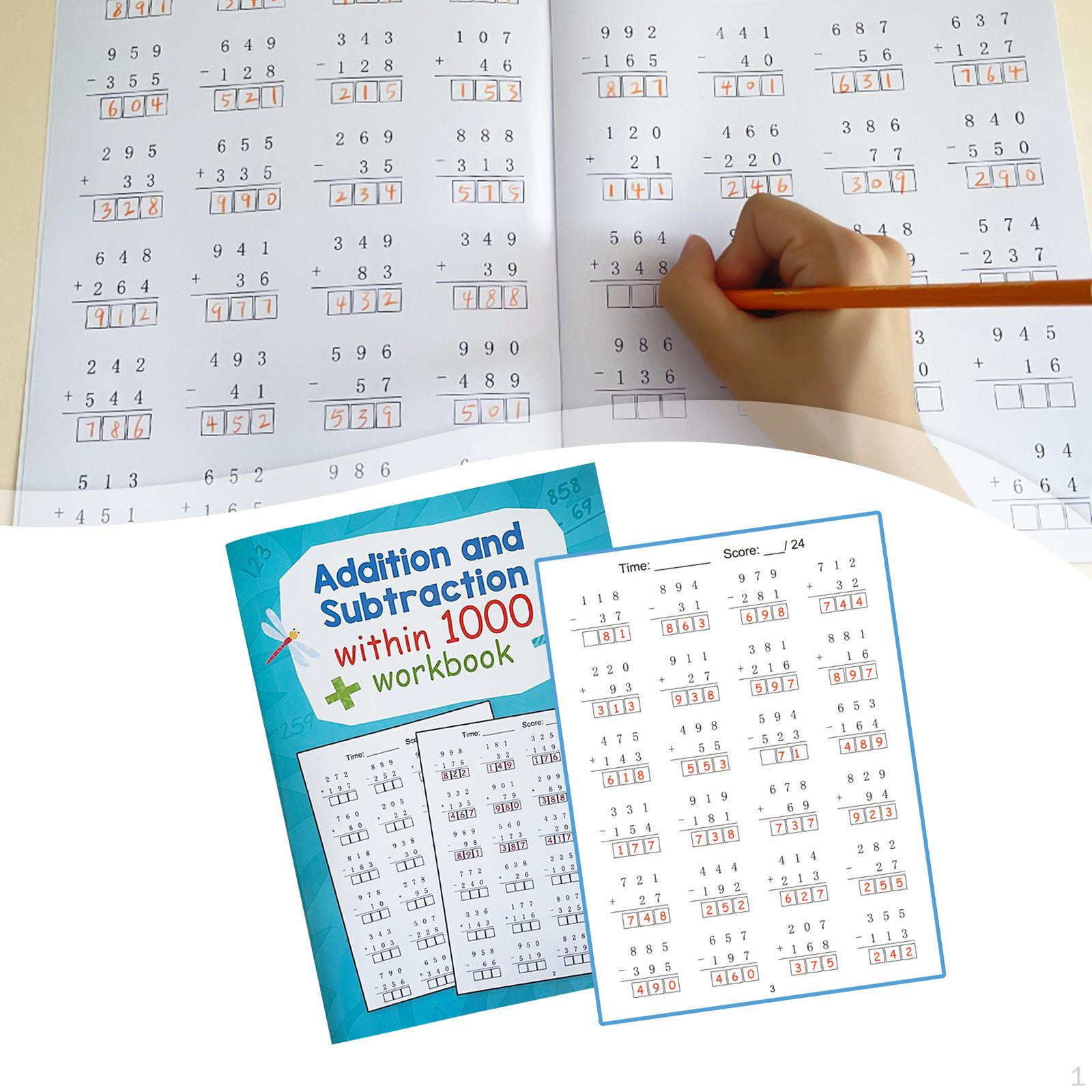 

Math Workbook Addition and Subtraction Speed Tests,Within 1000 Number,Math Practice for Preschool