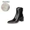 Fashion NEW Autumn Women Boots Split Leather Shoes for Women Square Toe Chunky Heel Shoes Zipper Short Modern Boots Concise Daily Shoes