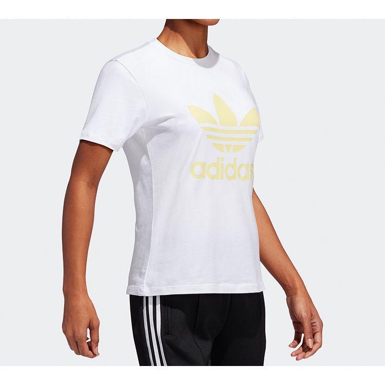 Adidas Originals Trefoil Printed Sports Vintage Short Sleeve T-Shirt Women Tops White FJ9456