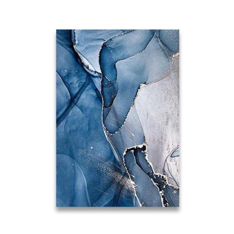 3pcs Frameless Nordic Abstract Blue Marble and Flowers Canvas Painting Wall Decorative Pictures for Living Room Poster and Print