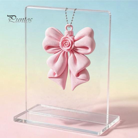 Rose Bow Pendant 3D Printed Pendant, Cute Keychain for Bag, Versatile Key Holder Pink Hanging Ornament Valentine's Day, Gift Girlfriend Decoration