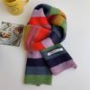 Multicolor Unisex Scarf Rainbow Stripes Mohair Scarf Stripes Wool Short Scarf Girl's Winter Neck Warmer Vintage Sweet Scarves