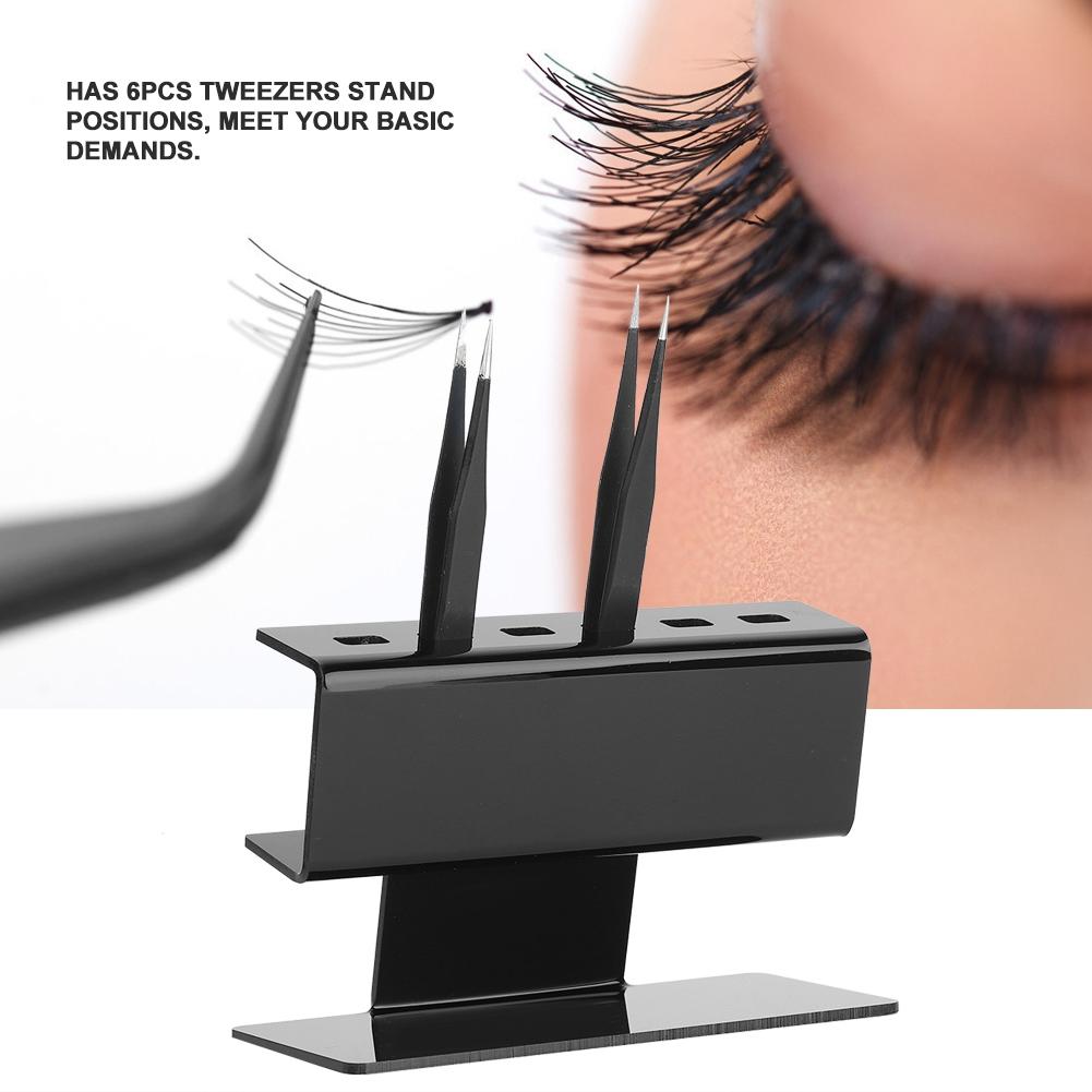 Eyelash Extension Plastic Tweezers Shelf Holder 6pcs Tweezer Stand Positions Black