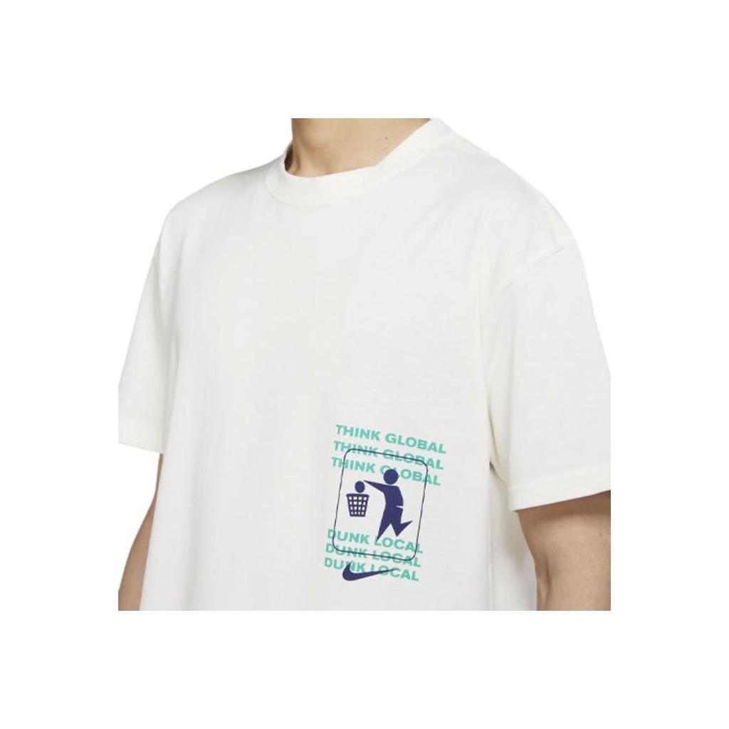 Nike Printed Basketball Sports Crew Neck Short Sleeve T-Shirt Men Tops White DJ1577-901