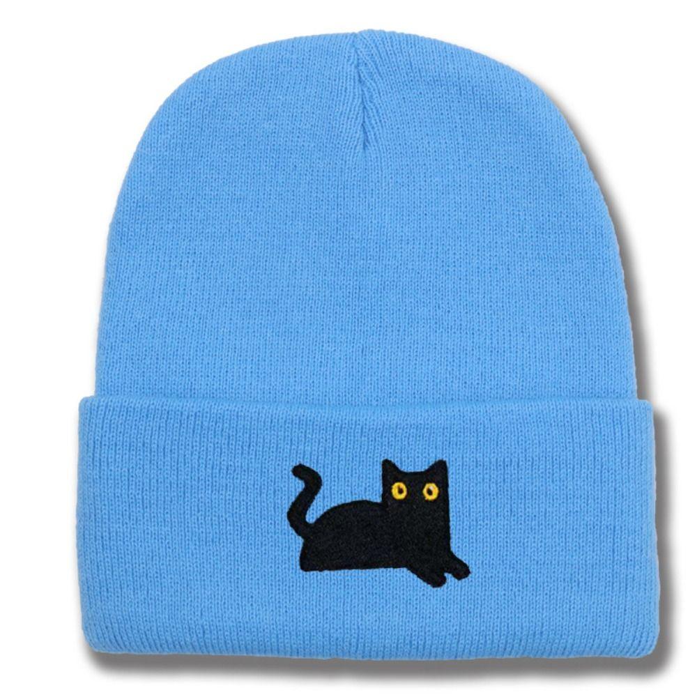 Cute Embroidered Cat Knitted Hat Warm Winter Caps Cute Knit Beanies Winter