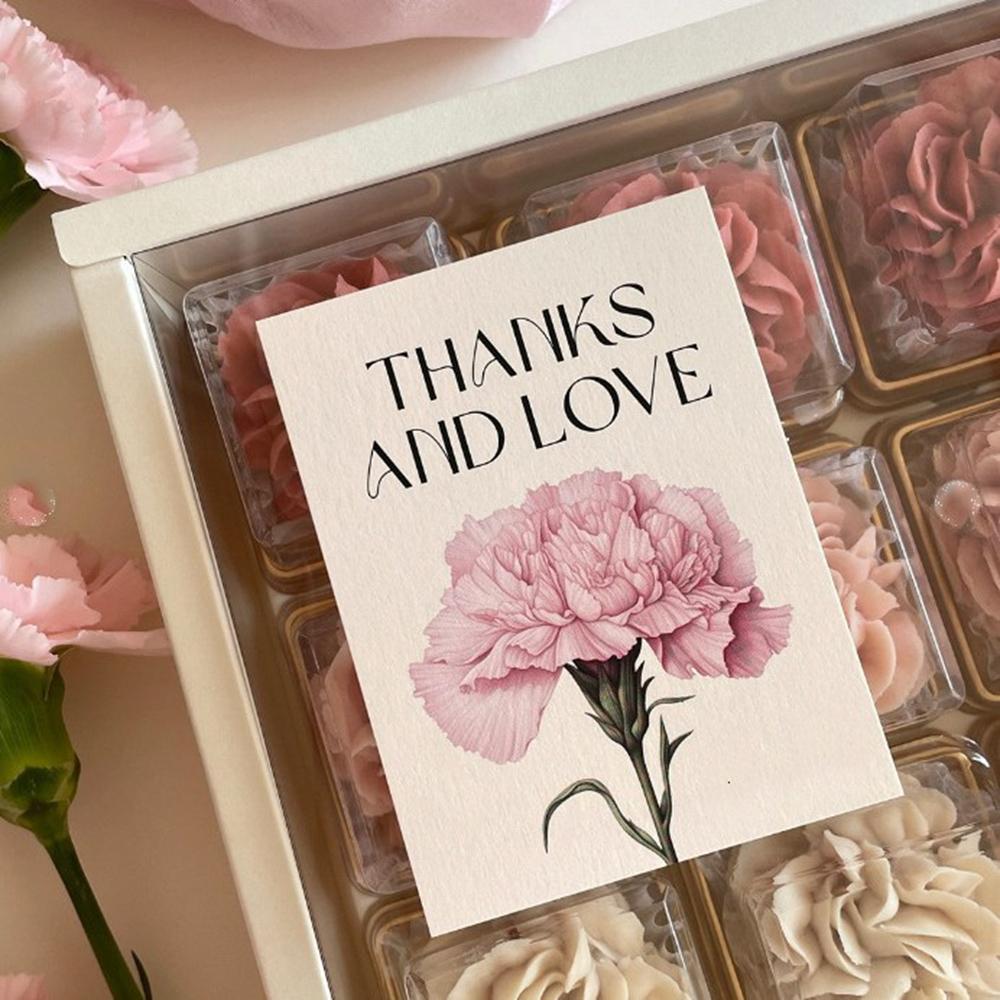 30pcs Carnation Floral Thank You Cards - Blank Message Tags for Birthday/Mother's Day/Wedding, DIY Handwritten Notes