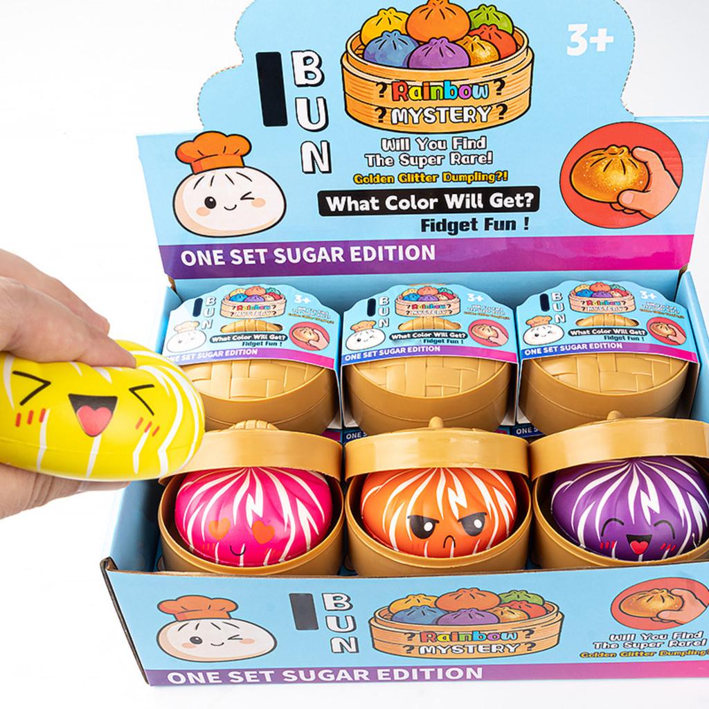 8 5cm PU Bun Toy with Steamer Set Soft Squeeze Stress Relief Toy for Office Home Desk Decoration and Collection