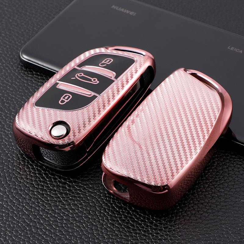 Black TPU Car Key Cover for Peugeot Folding Key - Soft Rubber Protection