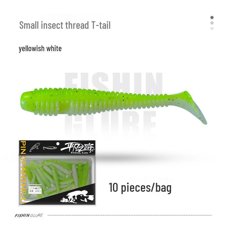 Mandarin Fish-Scented Ribbed T-Tail Soft Worm Lure with Salt