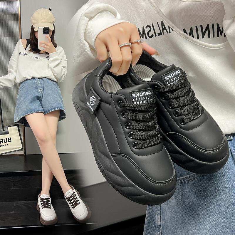 Spring and Autumn new sports and leisure ins thick-soled leather casual single shoes board shoes