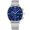 Mesh Belt Men With Calendar, Fake Three-Eye Business Leisure Boys Gift Quartz Watch
